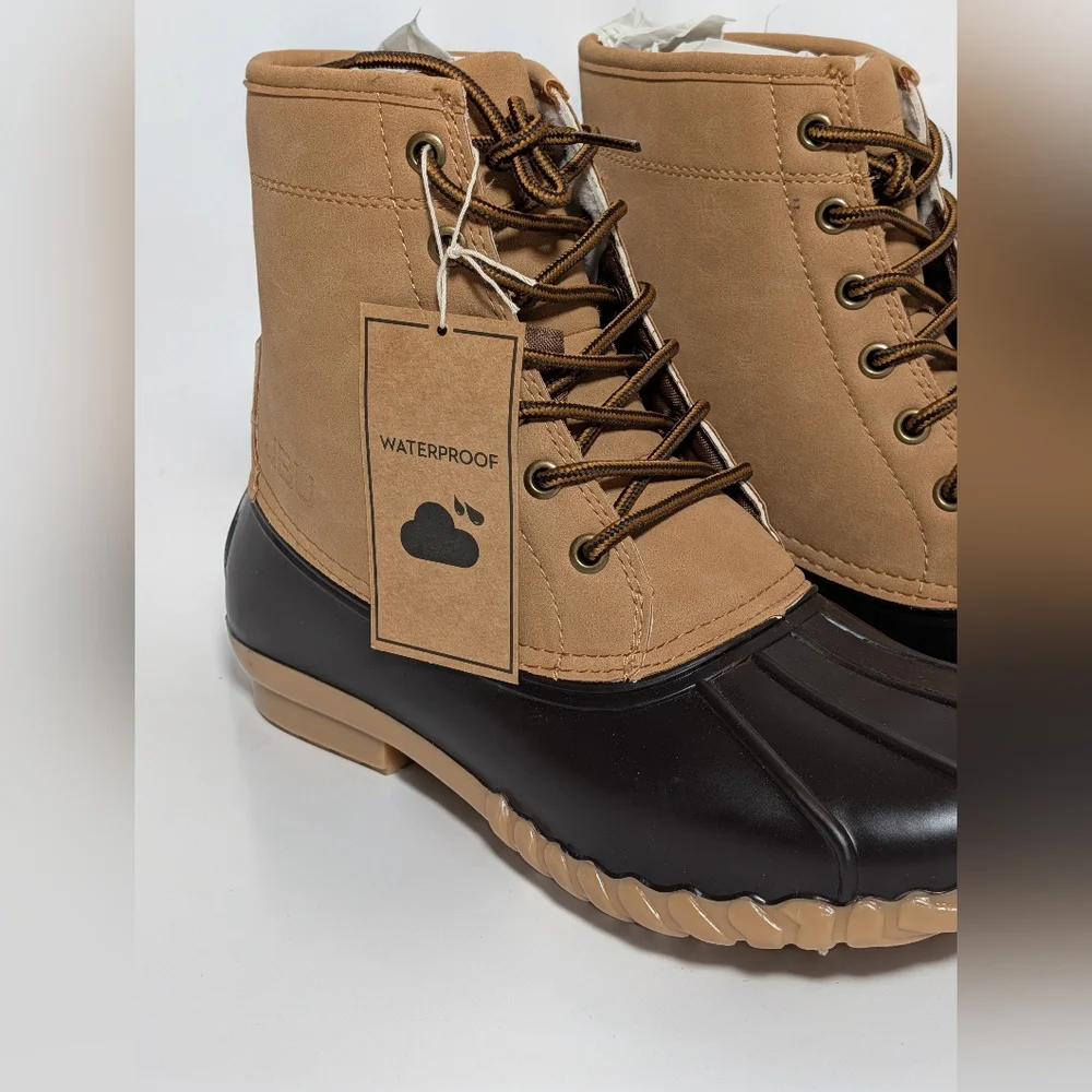 JBU Maine Men’s Waterproof Duck Boots Brown Beige Size 9M